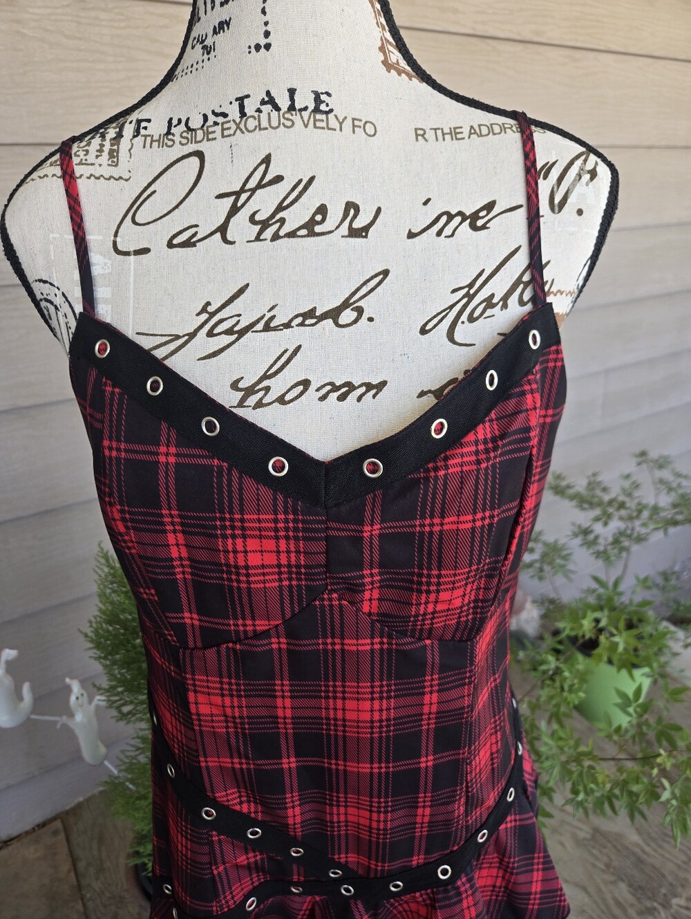 Dolls Kill Dark In Love Plaid Mini Dress. Size L - Picture 4 of 13